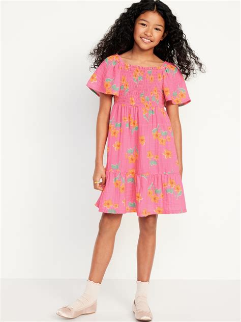 Old Navy Girls Tiered Printed Short Sleeve Dress