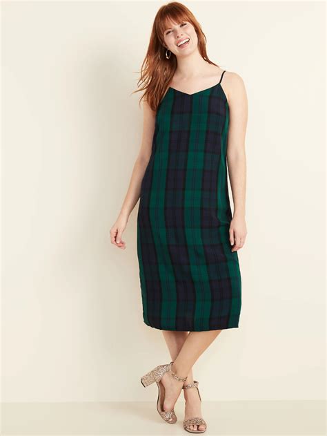 Old Navy Sleeveless Plaid Midi Slip Dress for Women logo