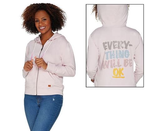 Peace Love World French Terry Zip Front Ruffle Hoodie tv commercials