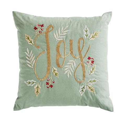 Pier 1 Imports Embroidered Joy Mint Green Pillow logo