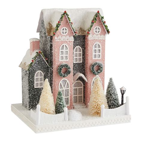 Pier 1 Imports Nostalgic Village Pink & Green Mansion