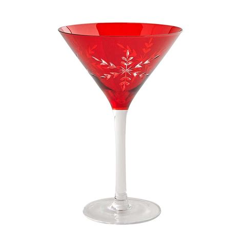 Pier 1 Imports Red Snowflake Martini Glass logo