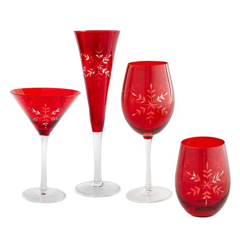 Pier 1 Imports Red Snowflake Stemless Wine Glass logo