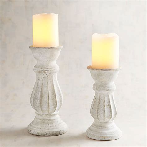 Pier 1 Imports Whitewashed Pillar Candle Holders logo