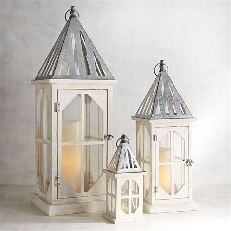 Pier 1 Imports Wooden House White Lantern