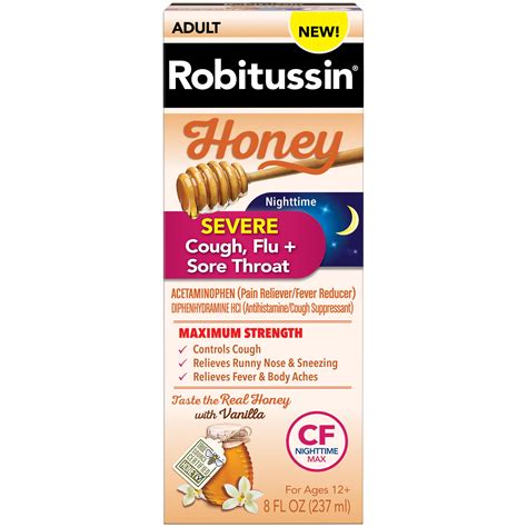 Robitussin Honey Severe Cough, Flu + Sore Throat CF