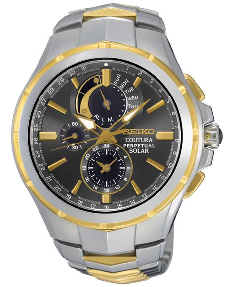 Seiko Men's Solar Chronograph Coutura Two-Tone Stainless Steel Bracelet logo