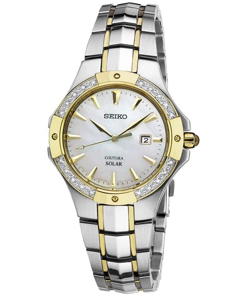 Seiko Women's Coutura Solar Diamond Accent Two-Tone Stainless Steel Bracelet logo