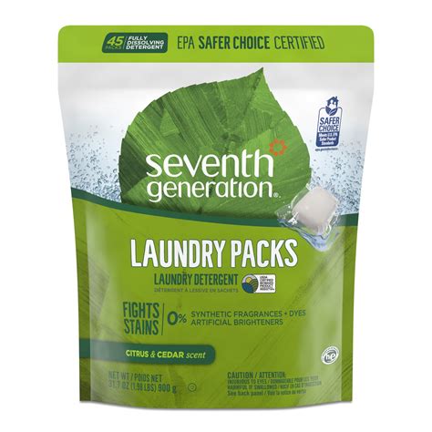 Seventh Generation Laundry Free & Clear Laundry Detergent Packs Citrus & Cedar Scent