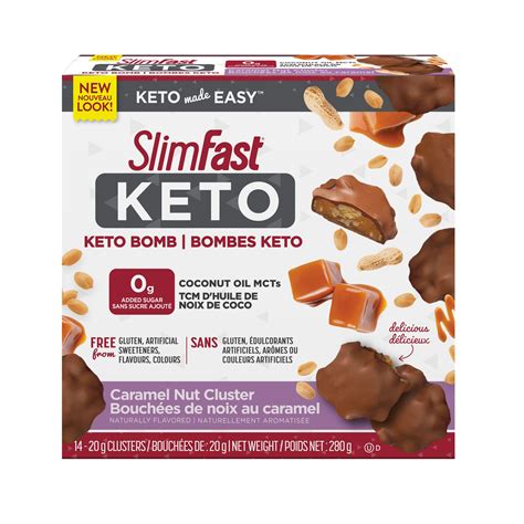 SlimFast Keto Fat Bomb Caramel Nuts & Chocolate Snack Clusters logo