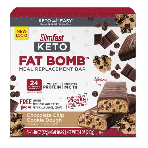 SlimFast Keto Fat Bomb Chocolate Chip Cookie Dough Meal Bar logo
