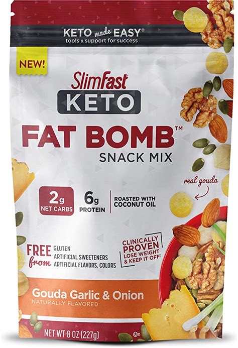 SlimFast Keto Fat Bomb Gouda Garlic & Onion Snack Mix