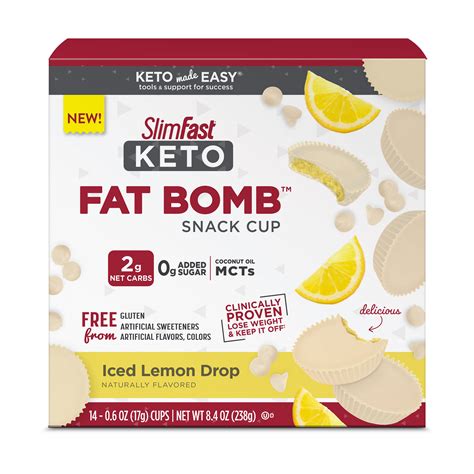 SlimFast Keto Fat Bomb Iced Lemon Drop Snack Cups