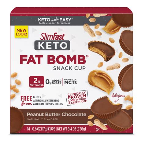 SlimFast Keto Fat Bomb Peanut Butter Chocolate Snack Cup photo