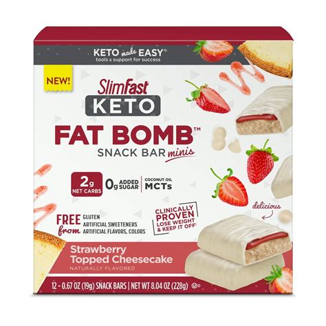 SlimFast Keto Fat Bomb Strawberry Topped Cheesecake Mini Snack Bars tv commercials