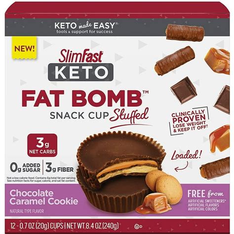 SlimFast Keto Fat Bomb Stuffed Chocolate Caramel Cookie Snack Cups tv commercials