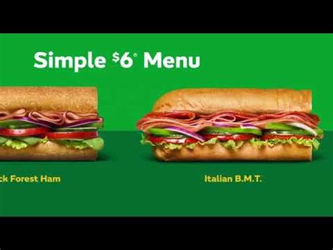 Subway Simple $6 Menu