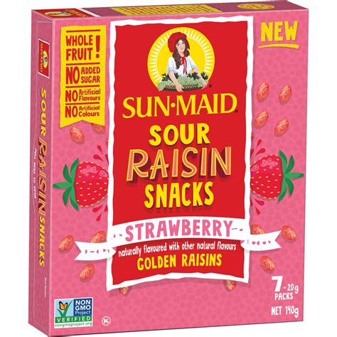Sun-Maid Raisins Sour Raisin Snacks Strawberry logo