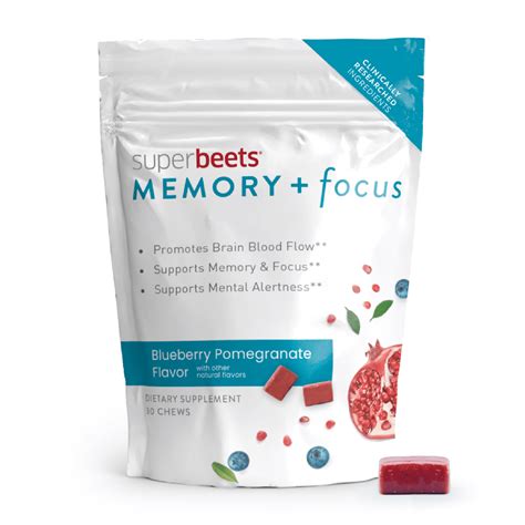 SuperBeets Memory + Focus Chews Blueberry Pomegranate