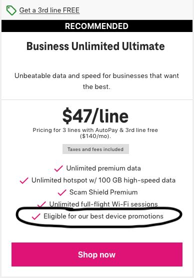 T-Mobile for Business Ultimate+ Plan