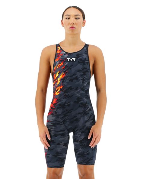 TYR Women’s Venzo Camo Open Back Swimsuit logo