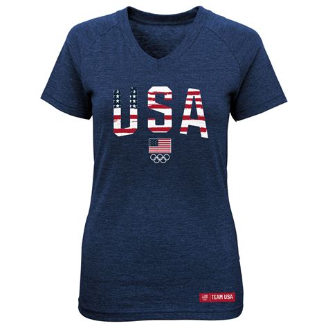 Team USA Women's Navy Flag Wordmark Tri-Blend V-Neck T-Shirt tv commercials