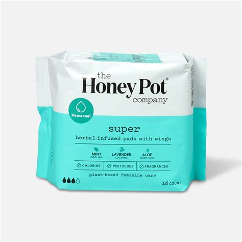 The Honey Pot Super Herbal Pads With Wings