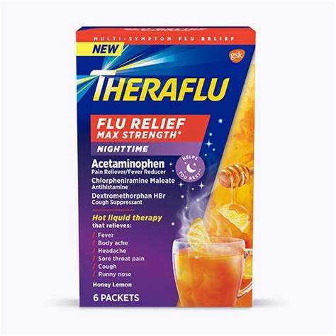 Theraflu Nighttime Flu Relief Max Strength Hot Liquid Powder