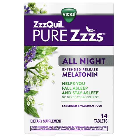 Vicks ZzzQuil PURE Zzzs All Night Extended Release Melatonin Tablets