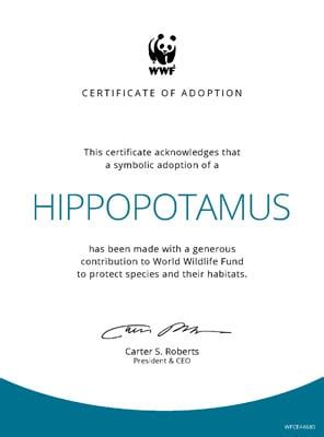 World Wildlife Fund Adopt a Hippo Kit