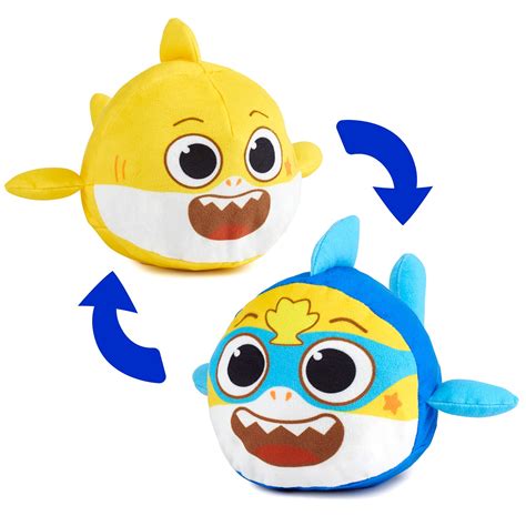 WowWee Baby Shark's Big Show! Reversible Baby and Super Shark Flip Plushie