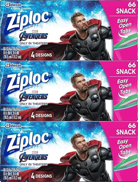 Ziploc Marvel Avengers Sandwich Easy Open Tabs logo